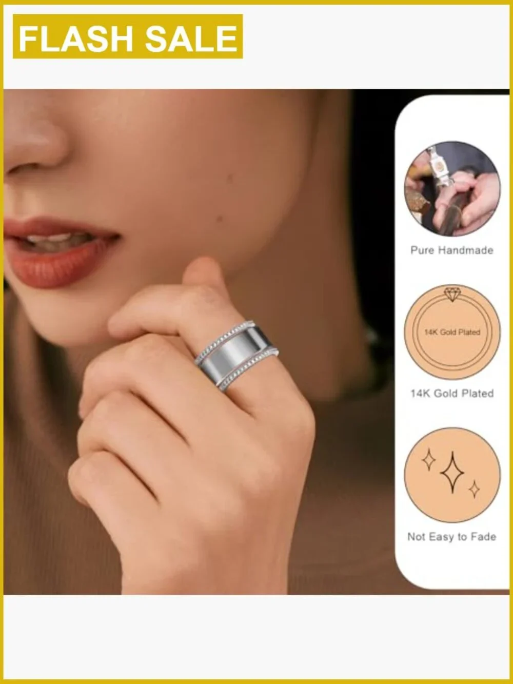 2 Pack 14K Gold Plated Stacking Rings for Smart Rings, Cubic Zirconia Ring